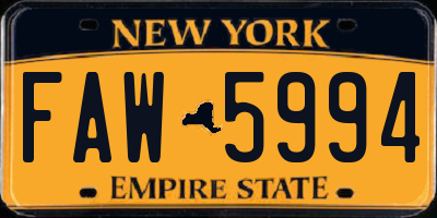 NY license plate FAW5994
