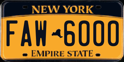 NY license plate FAW6000