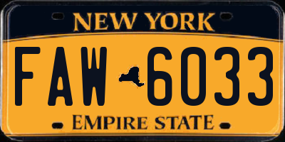NY license plate FAW6033