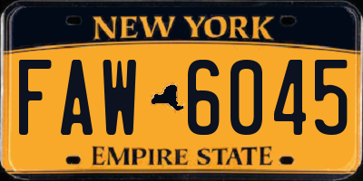 NY license plate FAW6045