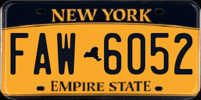 NY license plate FAW6052