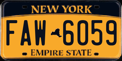 NY license plate FAW6059