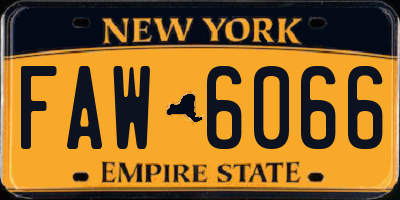 NY license plate FAW6066