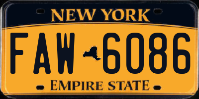 NY license plate FAW6086