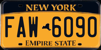 NY license plate FAW6090