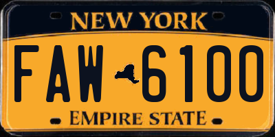 NY license plate FAW6100