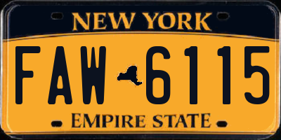 NY license plate FAW6115