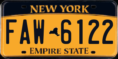 NY license plate FAW6122