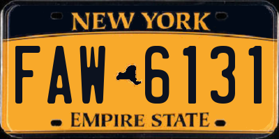 NY license plate FAW6131