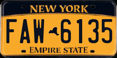 NY license plate FAW6135