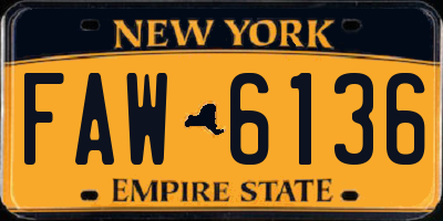 NY license plate FAW6136