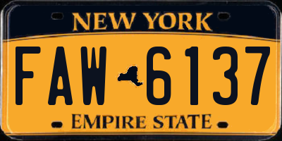 NY license plate FAW6137