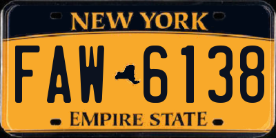 NY license plate FAW6138