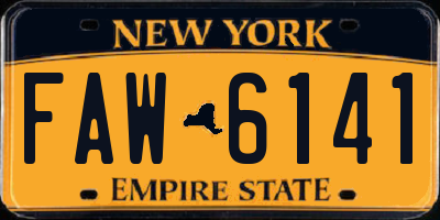NY license plate FAW6141