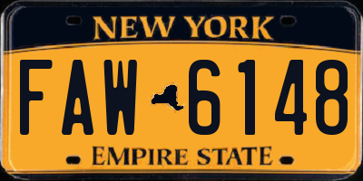 NY license plate FAW6148