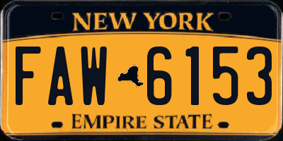 NY license plate FAW6153