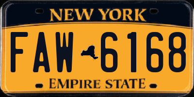 NY license plate FAW6168