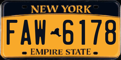 NY license plate FAW6178