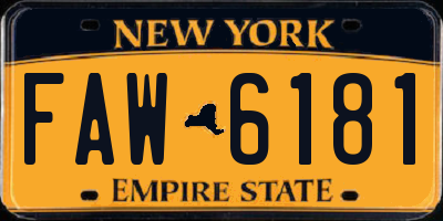 NY license plate FAW6181