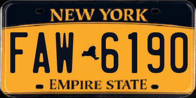 NY license plate FAW6190