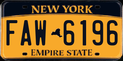 NY license plate FAW6196
