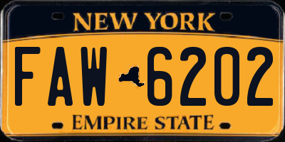 NY license plate FAW6202