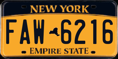 NY license plate FAW6216