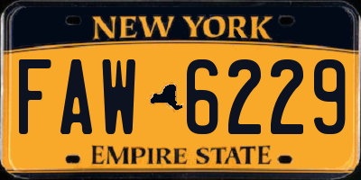 NY license plate FAW6229