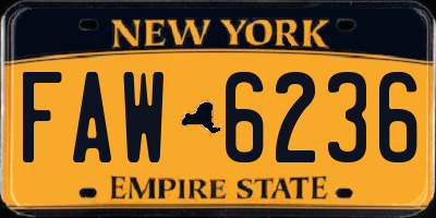 NY license plate FAW6236