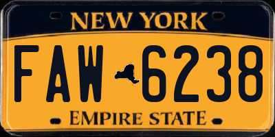 NY license plate FAW6238