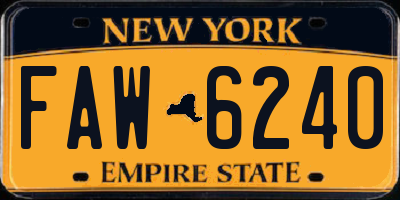 NY license plate FAW6240