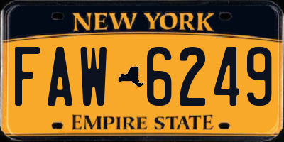 NY license plate FAW6249