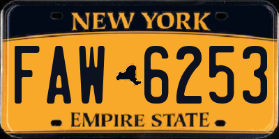 NY license plate FAW6253