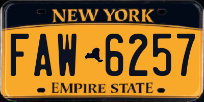 NY license plate FAW6257