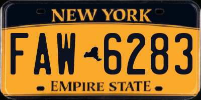 NY license plate FAW6283
