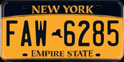 NY license plate FAW6285