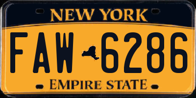 NY license plate FAW6286