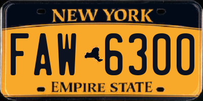 NY license plate FAW6300