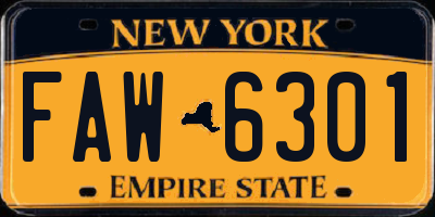 NY license plate FAW6301