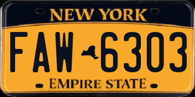 NY license plate FAW6303