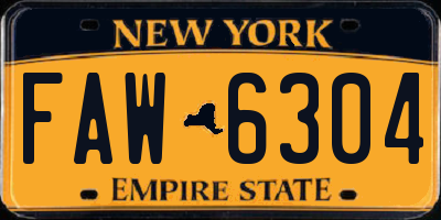 NY license plate FAW6304