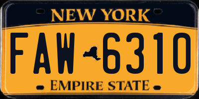 NY license plate FAW6310