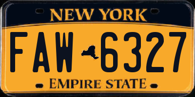 NY license plate FAW6327