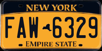 NY license plate FAW6329