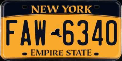 NY license plate FAW6340
