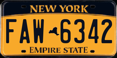 NY license plate FAW6342