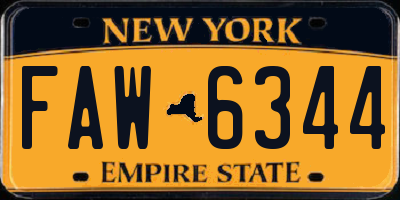 NY license plate FAW6344