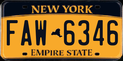 NY license plate FAW6346