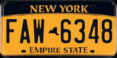 NY license plate FAW6348