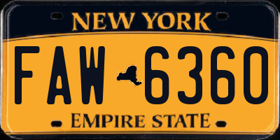 NY license plate FAW6360